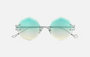 Eyepetizer Guadalupe C.1-59 irregular sunglasses for women in rimless steel, with silver frame, and gradient aqua green lenses. 56mm in lens size, 16mm in bridge size, and 145mm in temple length.