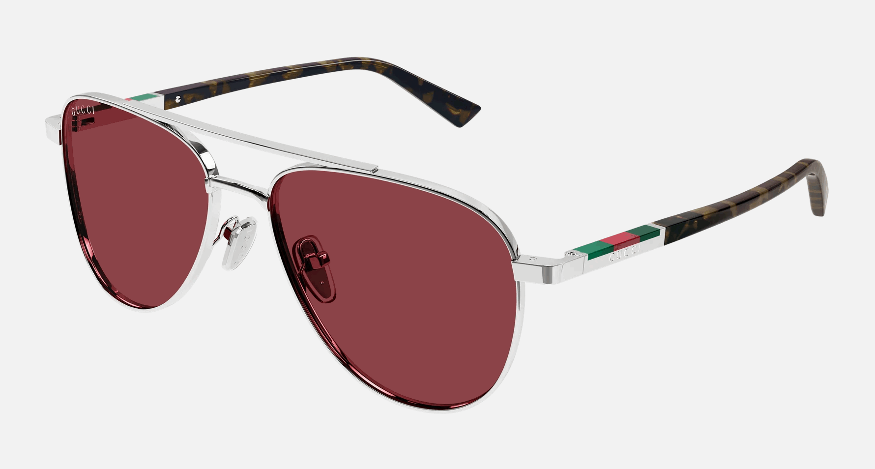 Gucci GG1962S 003 - Silver/Red Aviator, Men's Sunglasses, Pilot