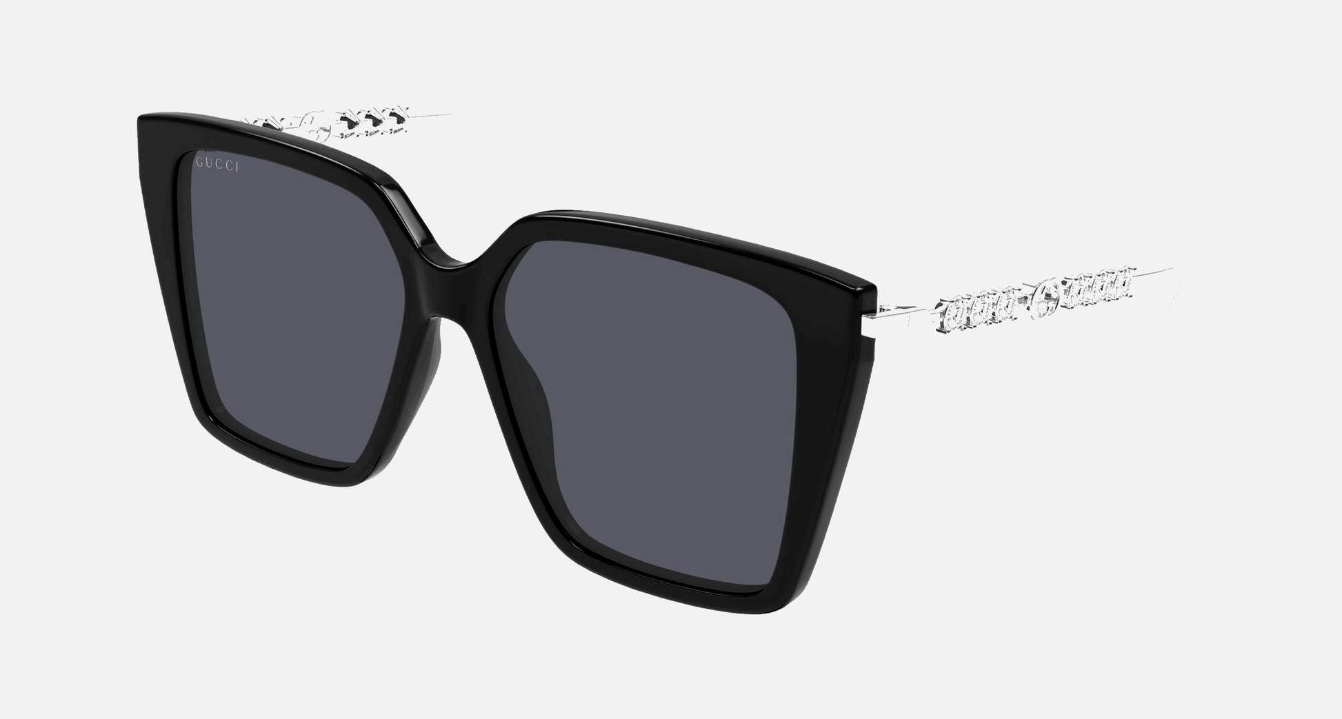 Gucci GG1967S 002 - Black with Silver/Grey Square, Women's Sunglasses