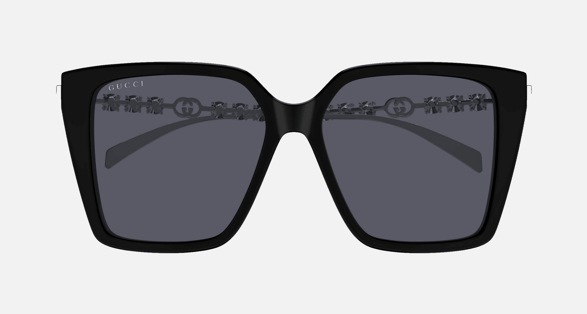 Gucci GG1967S 002 - Black with Silver/Grey Square, Women's Sunglasses