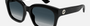 Gucci GG1338SK 003  women's full rim square sunglasses in black frame and grey gradient lenses, with 54mm lens size, 19mm bridge size, and 145mm temple size. Available in Dubai, UAE.