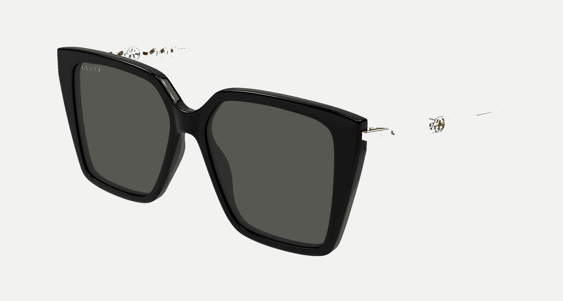 Gucci GG1967S 001 - Black with Gold/Grey Square, Women's Sunglasses