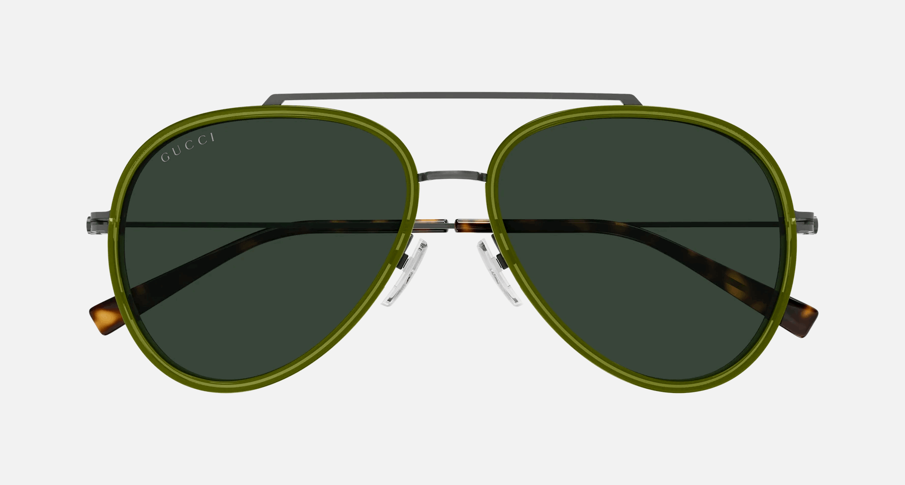 Gucci GG1981S 004 - Ruthenium Green/Green Aviator, Men's Sunglasses, Pilot