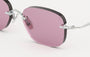 Eyepetizer Rochester C.1-55 square sunglasses for unisex in rimless steel, with silver frame, and lilac lenses. 54mm in lens size, 18mm in bridge size, and 145mm in temple length.