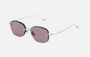 Eyepetizer Rochester C.1-55 square sunglasses for unisex in rimless steel, with silver frame, and lilac lenses. 54mm in lens size, 18mm in bridge size, and 145mm in temple length.