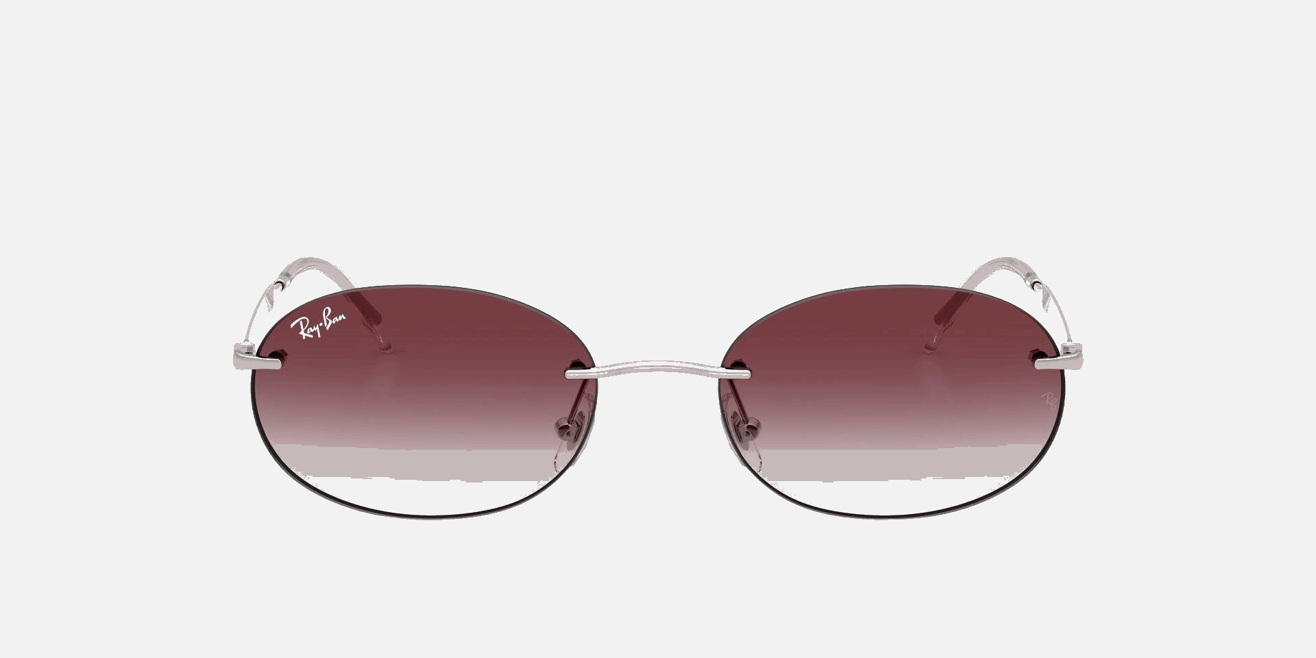 Ray-Ban RB3767 003/8H  unisex's rimless oval sunglasses in polished silver frame and clear gradient dark violet lenses, with 54mm lens size, 18mm bridge size, and 145mm temple size. Available in Dubai, UAE.