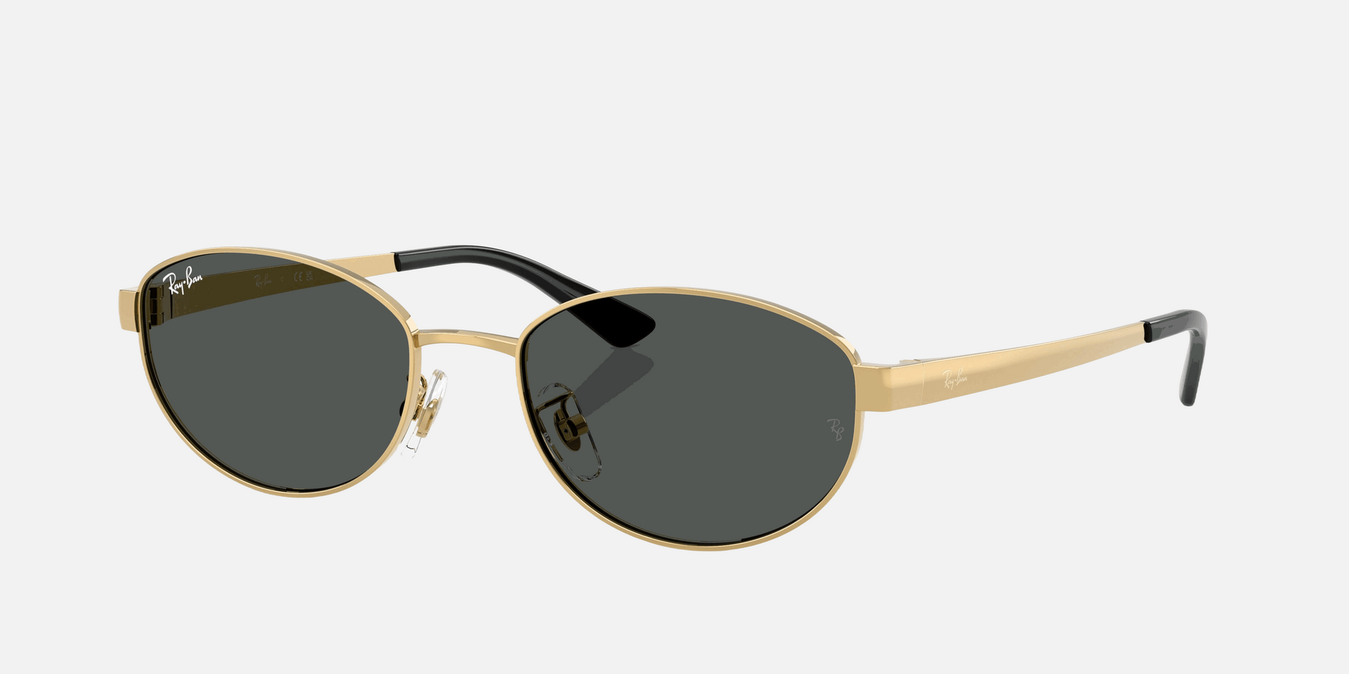 Ray-Ban RB3774D 001/87  unisex's full rim oval sunglasses in polished arista gold
 frame and dark grey lenses, with 55mm lens size, 19mm bridge size, and 145mm temple size. Available in Dubai, UAE.