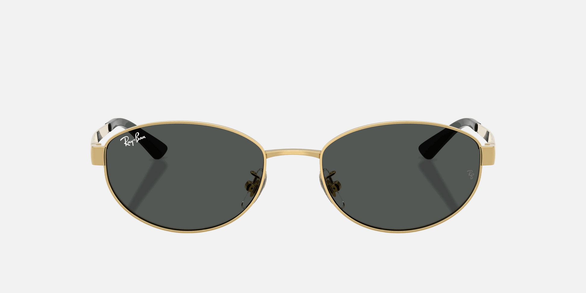 Ray-Ban RB3774D 001/87  unisex's full rim oval sunglasses in polished arista gold
 frame and dark grey lenses, with 55mm lens size, 19mm bridge size, and 145mm temple size. Available in Dubai, UAE.