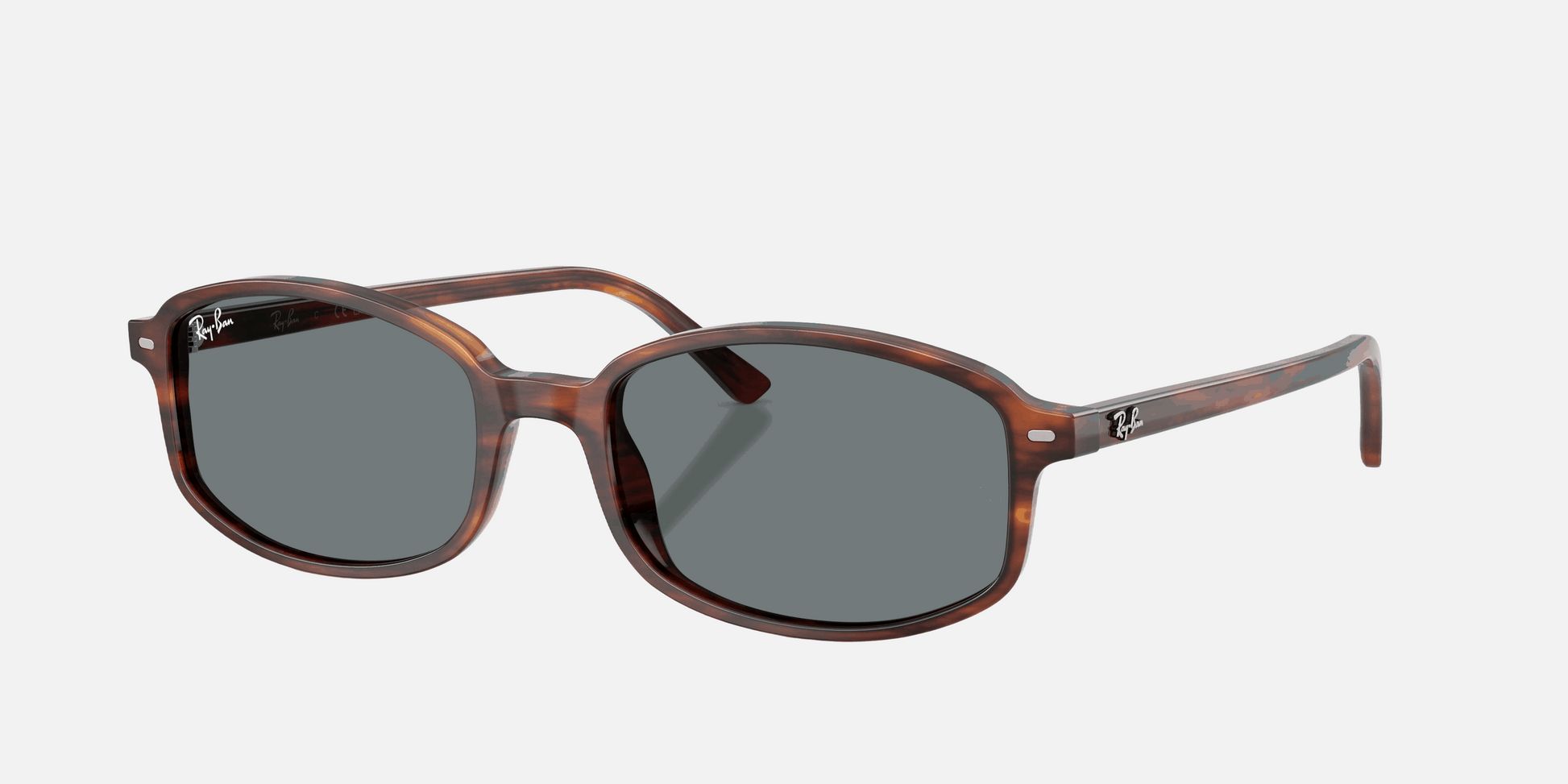 Ray-Ban Sam RB2232 954/62  unisex's full rim irregular sunglasses in polished striped havana frame and blue lenses, with 54mm lens size, 19mm bridge size, and 145mm temple size. Available in Dubai, UAE.