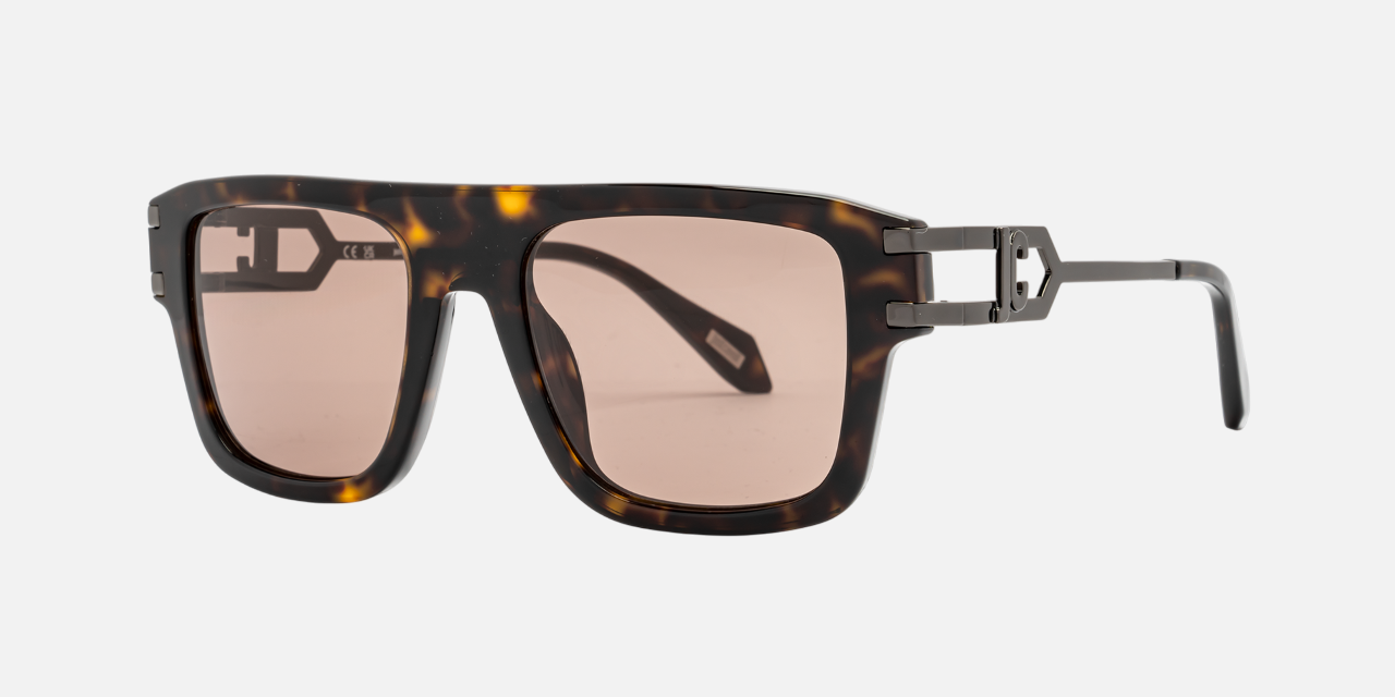 Just Cavalli SJC096 722 square sunglasses for women in full rim plastic, with havana frame, and brown lenses. 53mm in lens size, 20mm in bridge size, and 140mm in temple length.