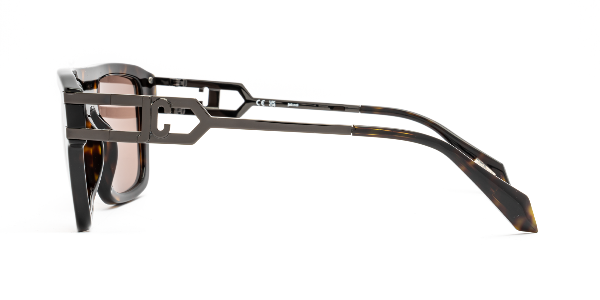Just Cavalli SJC096 722 square sunglasses for women in full rim plastic, with havana frame, and brown lenses. 53mm in lens size, 20mm in bridge size, and 140mm in temple length.