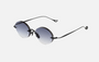Eyepetizer Wilmot C.6-51 oval sunglasses for unisex in rimless steel, with black frame, and grey gradient lenses. 52mm in lens size, 18mm in bridge size, and 145mm in temple length.