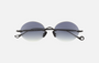 Eyepetizer Wilmot C.6-51 oval sunglasses for unisex in rimless steel, with black frame, and grey gradient lenses. 52mm in lens size, 18mm in bridge size, and 145mm in temple length.