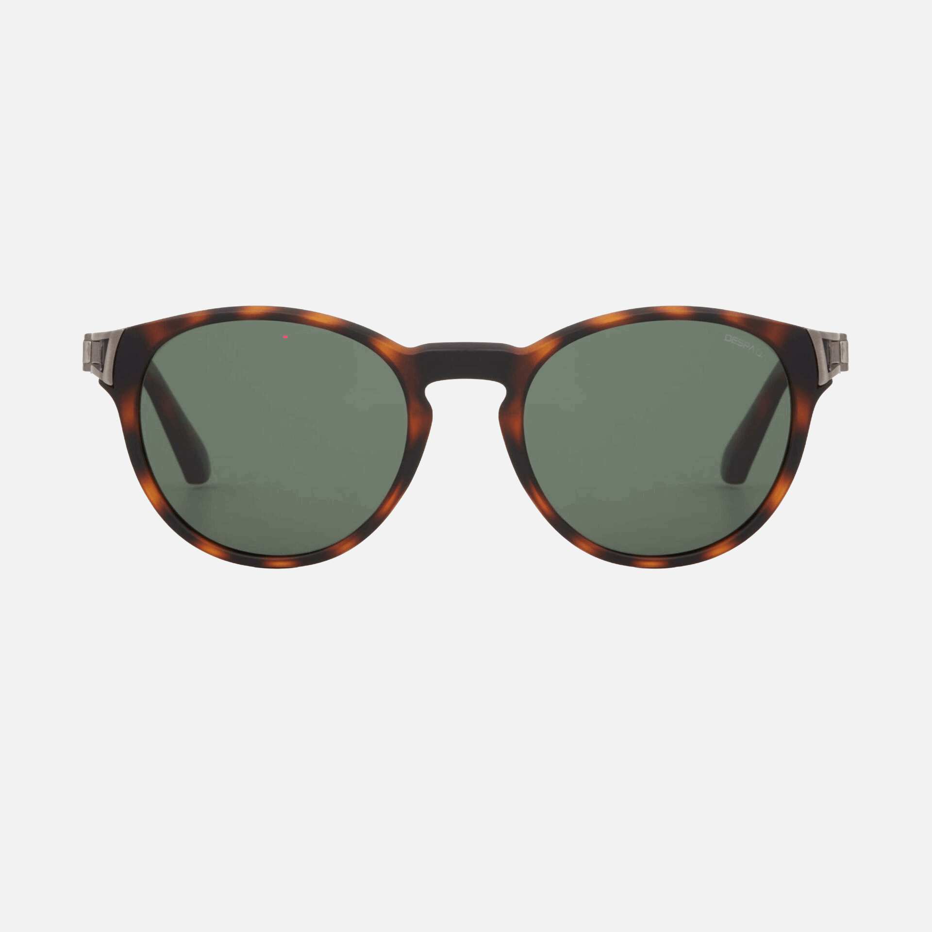 Despada DS 2383 C4  men's full rim round sunglasses in havana frame and green lenses, with 50mm lens size, 22mm bridge size, and 140mm temple size. Available in Dubai, UAE.