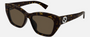 Gucci GG1844SA 002 cat eye sunglasses for women in full rim acetate, with havana frame, and brown lenses. 55mm in lens size, 16mm in bridge size, and 145mm in temple length.