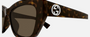 Gucci GG1844SA 002 cat eye sunglasses for women in full rim acetate, with havana frame, and brown lenses. 55mm in lens size, 16mm in bridge size, and 145mm in temple length.