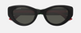 Gucci GG1862S 001 cat eye sunglasses for women in full rim acetate, with black frame, and grey lenses. 52mm in lens size, 21mm in bridge size, and 145mm in temple length.