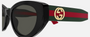 Gucci GG1862S 001 cat eye sunglasses for women in full rim acetate, with black frame, and grey lenses. 52mm in lens size, 21mm in bridge size, and 145mm in temple length.