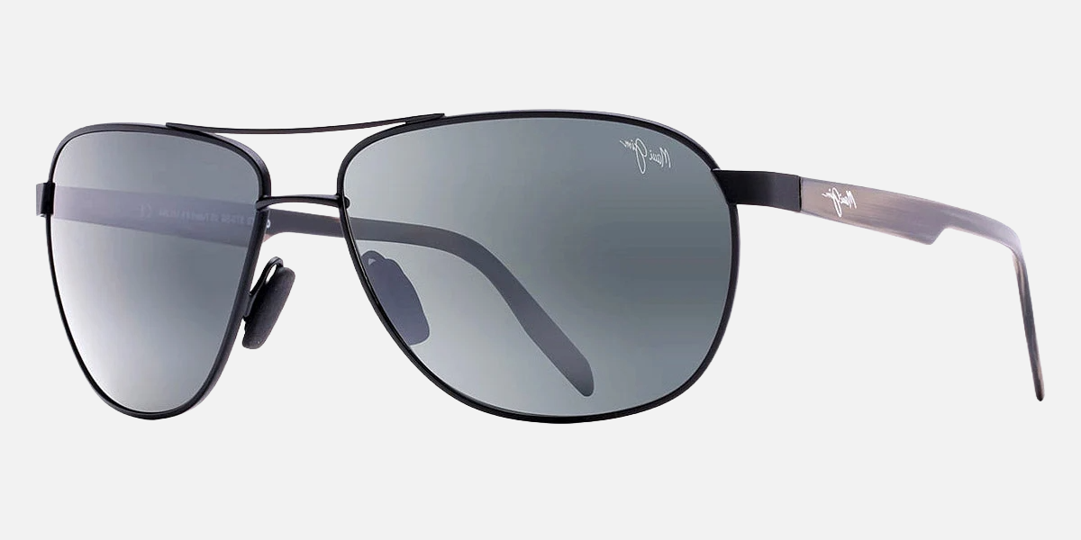 Maui Jim Castles 728 2M unisex's full rim aviator sunglasses in a matte black metal front/plastic temple frame with neutral grey lenses. Features a 61 mm lens size, 16 mm bridge size, and 140 mm temple length. Available in Dubai, UAE.