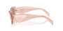 Prada PR 17WS 19Q10D rectangular sunglasses for women in full rim acetate, with transparent peach frame, and light brown lenses. 49mm in lens size, 20mm in bridge size, and 145mm in temple length.