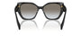 Prada PR 19ZS 1AB0A7 cat eye sunglasses for women in full rim acetate, with black frame, and grey gradient lenses. 55mm in lens size, 17mm in bridge size, and 145mm in temple length.