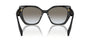 Prada PR 19ZS 1AB0A7 cat eye sunglasses for women in full rim acetate, with black frame, and grey gradient lenses. 55mm in lens size, 17mm in bridge size, and 145mm in temple length.