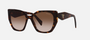 Prada PR 19ZS 2AU6S1 cat eye sunglasses for women in full rim acetate, with havana frame, and brown gradient lenses. 55mm in lens size, 17mm in bridge size, and 145mm in temple length.