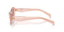 Prada PR 26ZS 19Q10D oval sunglasses for women in full rim acetate, with transparent peach frame, and light brown lenses. 55mm in lens size, 16mm in bridge size, and 145mm in temple length.