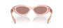Prada PR 26ZS 19Q10D oval sunglasses for women in full rim acetate, with transparent peach frame, and light brown lenses. 55mm in lens size, 16mm in bridge size, and 145mm in temple length.