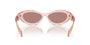 Prada PR 26ZS 19Q10D oval sunglasses for women in full rim acetate, with transparent peach frame, and light brown lenses. 55mm in lens size, 16mm in bridge size, and 145mm in temple length.