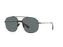 Prada PR 51YS 1AB5Z1 pilot sunglasses for men in full rim steel, with black frame, and dark grey lenses. 58mm in lens size, 14mm in bridge size, and 145mm in temple length.