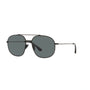 Prada PR 51YS 1AB5Z1 pilot sunglasses for men in full rim steel, with black frame, and dark grey lenses. 58mm in lens size, 14mm in bridge size, and 145mm in temple length.