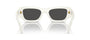 Prada PR A01S 17K08Z rectangular sunglasses for women in full rim acetate, with white frame, and dark grey lenses. 53mm in lens size, 20mm in bridge size, and 145mm in temple length.