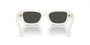 Prada PR A01S 17K08Z rectangular sunglasses for women in full rim acetate, with white frame, and dark grey lenses. 53mm in lens size, 20mm in bridge size, and 145mm in temple length.
