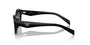 Prada PR A02S 16K08Z cat eye sunglasses for women in full rim acetate, with black frame, and dark grey lenses. 52mm in lens size, 19mm in bridge size, and 140mm in temple length.