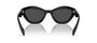 Prada PR A02S 16K08Z cat eye sunglasses for women in full rim acetate, with black frame, and dark grey lenses. 52mm in lens size, 19mm in bridge size, and 140mm in temple length.