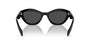 Prada PR A02S 16K08Z cat eye sunglasses for women in full rim acetate, with black frame, and dark grey lenses. 52mm in lens size, 19mm in bridge size, and 140mm in temple length.