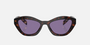 Prada PR A02S 17N50B cat eye sunglasses for women in full rim acetate, with havana frame, and violet lenses. 52mm in lens size, 19mm in bridge size, and 140mm in temple length.