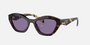 Prada PR A02S 17N50B cat eye sunglasses for women in full rim acetate, with havana frame, and violet lenses. 52mm in lens size, 19mm in bridge size, and 140mm in temple length.