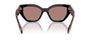 Prada PR A09S 12O10D butterfly sunglasses for women in full rim acetate, with mahogany frame, and light brown gradient lenses. 53mm in lens size, 18mm in bridge size, and 145mm in temple length.