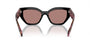 Prada PR A09S 12O10D butterfly sunglasses for women in full rim acetate, with mahogany frame, and light brown gradient lenses. 53mm in lens size, 18mm in bridge size, and 145mm in temple length.