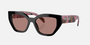 Prada PR A09S 12O10D butterfly sunglasses for women in full rim acetate, with mahogany frame, and light brown gradient lenses. 53mm in lens size, 18mm in bridge size, and 145mm in temple length.