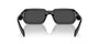 Prada PR A12S 16K08Z rectangular sunglasses for women in full rim acetate, with black frame, and dark grey lenses. 52mm in lens size, 21mm in bridge size, and 140mm in temple length.