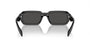 Prada PR A12S 16K08Z rectangular sunglasses for women in full rim acetate, with black frame, and dark grey lenses. 52mm in lens size, 21mm in bridge size, and 140mm in temple length.