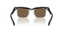 Prada PR A15S 1AB8C1 rectangular sunglasses for men in rimless nylon, with black frame, and dark brown lenses. 47mm in lens size, 20mm in bridge size, and 135mm in temple length.