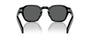 Prada PR A16S 16K731 round sunglasses for men in full rim acetate, with black frame, and dark grey lenses. 49mm in lens size, 24mm in bridge size, and 145mm in temple length.