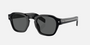 Prada PR A16S 16K731 round sunglasses for men in full rim acetate, with black frame, and dark grey lenses. 49mm in lens size, 24mm in bridge size, and 145mm in temple length.