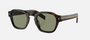 Prada PR A16S 17N20G round sunglasses for men in full rim acetate, with havana frame, and green lenses. 49mm in lens size, 24mm in bridge size, and 145mm in temple length.
