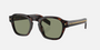 Prada PR A16S 17N20G round sunglasses for men in full rim acetate, with havana frame, and green lenses. 49mm in lens size, 24mm in bridge size, and 145mm in temple length.