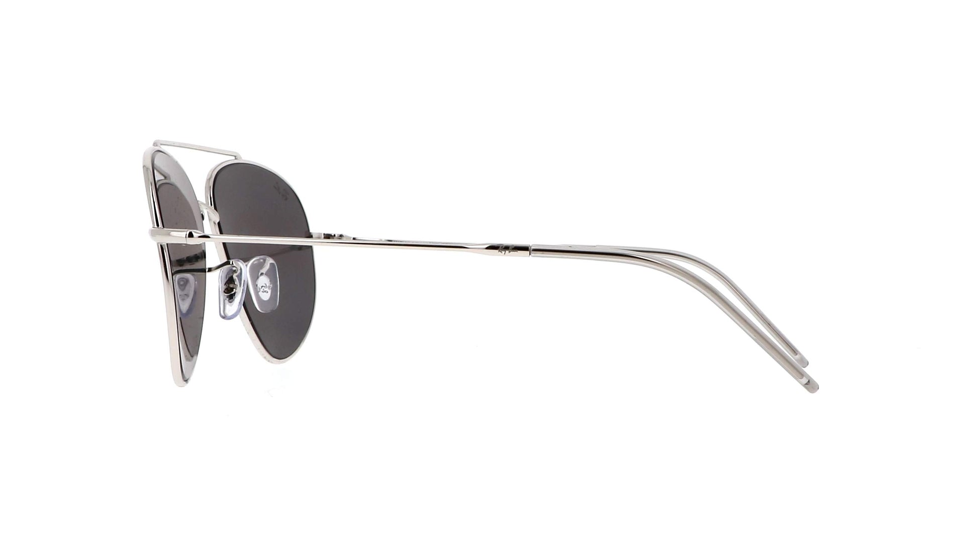 Ray-Ban Aviator Reverse RBR0101S 003/GA pilot sunglasses for unisex in full rim metal, with polished silver frame, and light blue lenses. 62mm in lens size, 11mm in bridge size, and 145mm in temple length.